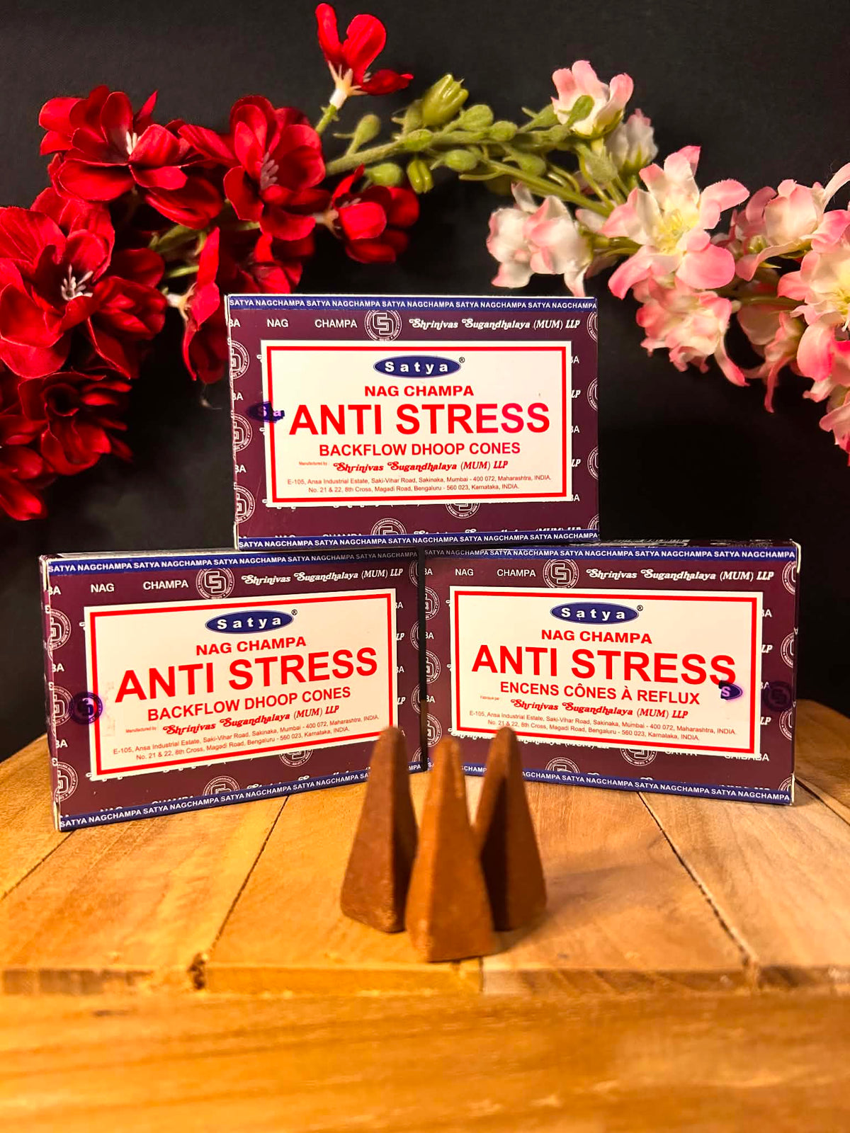 Encens Satya Anti-Stress – Cônes à Reflux (Backflow)