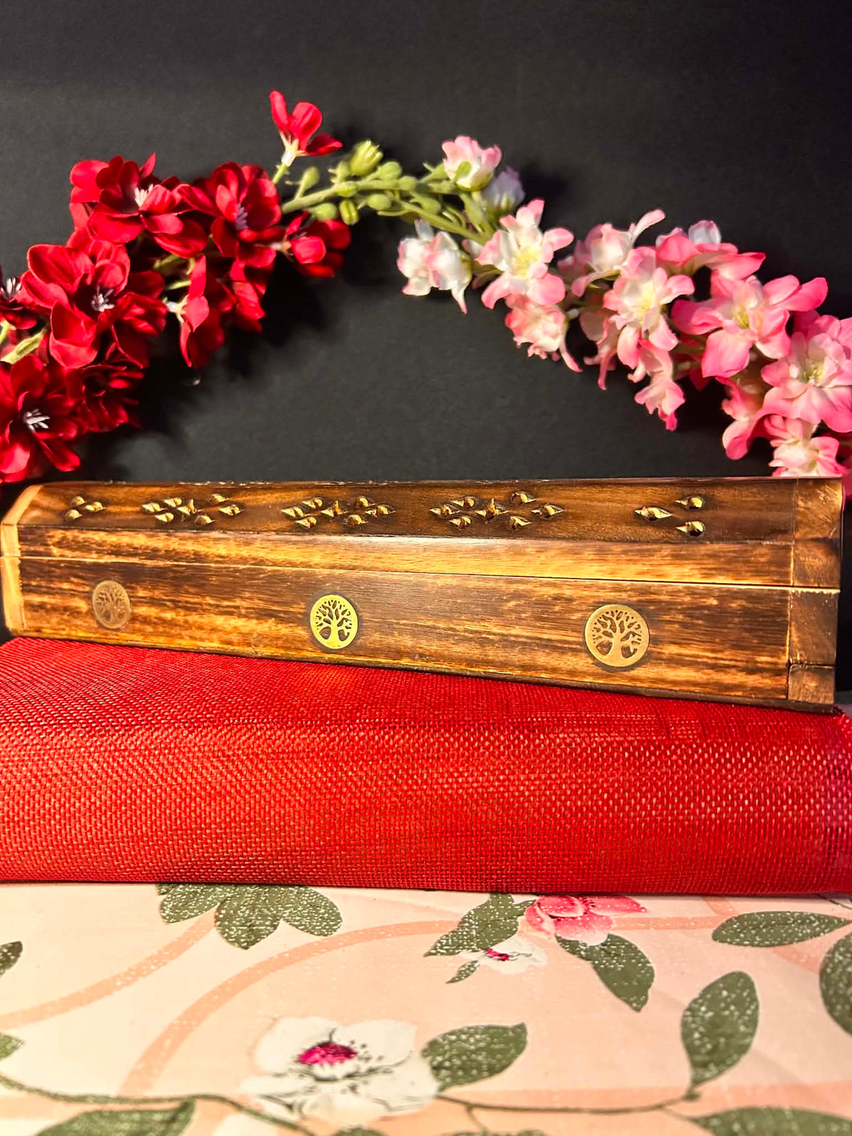 Porte-Encens Coffret en Bois – Arbre de Vie