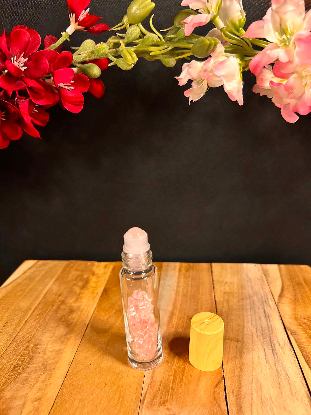 Roll-on avec pierres naturelles - Quartz Rose